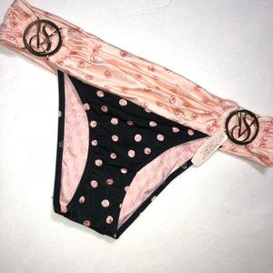 VS Bikini Bottom Sz L black/peach bubbles